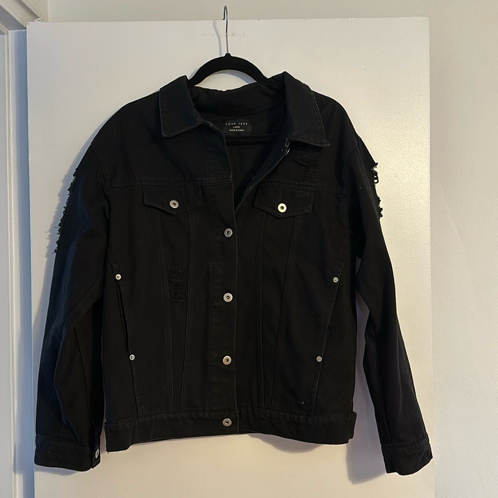 Black distressed jean jacket